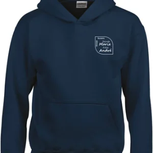 Sweat capuche avec poche kangourou marine avec flocage coeur